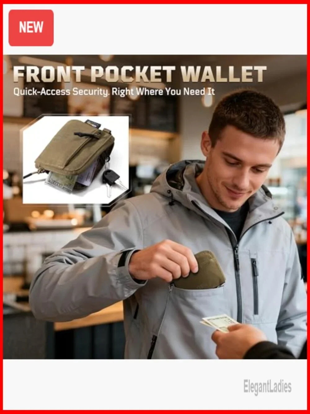 Slim Minimalist Coin Purse with Zipper Tactical Compact Money Bag Organizer